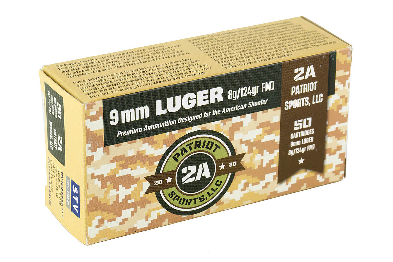 PATRIOTS SPORTS LLC 9mm 124gr FMJ 2A 50/Box